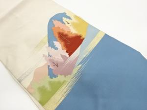 綴れ山・霞に木々模様織出し名古屋帯